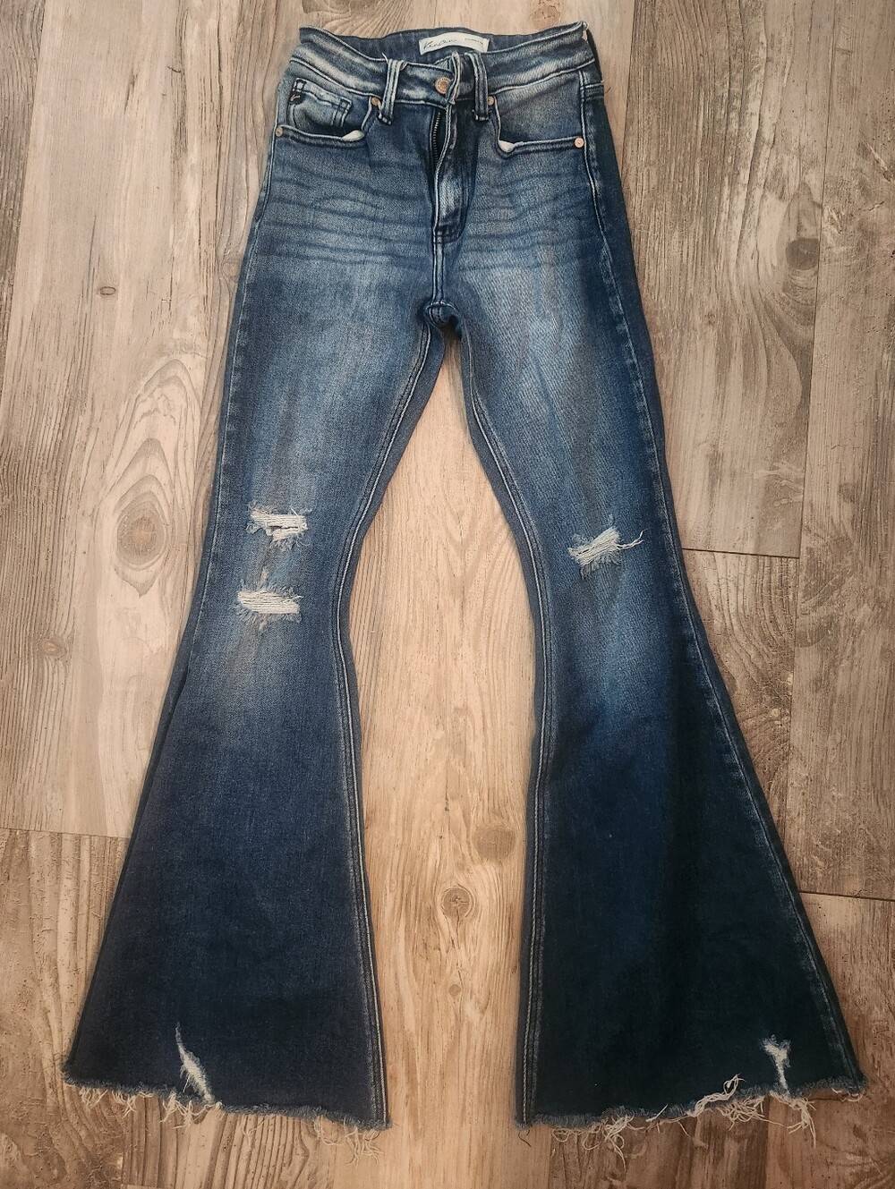 KanCan Dark Blue Distressed Flare Jeans